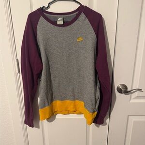 Nike Gray and Maroon Sweatshirt with Yellow Accents